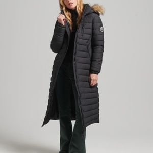 Faux Fur Hooded Longline Light Padded Puffer Coat (NEW with tags)